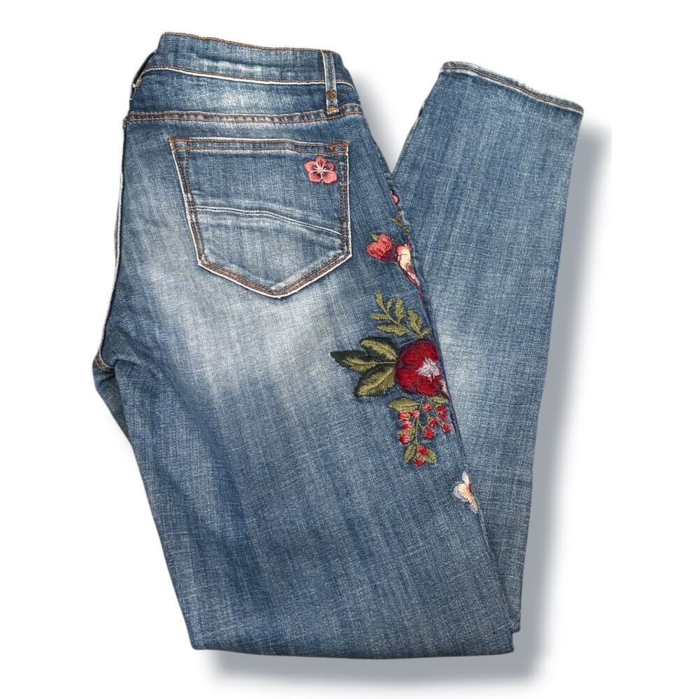Driftwood Embroidered Floral Marilyn Jeans Size 27 Blue Mid Rise Straight Leg - Picture 6 of 11